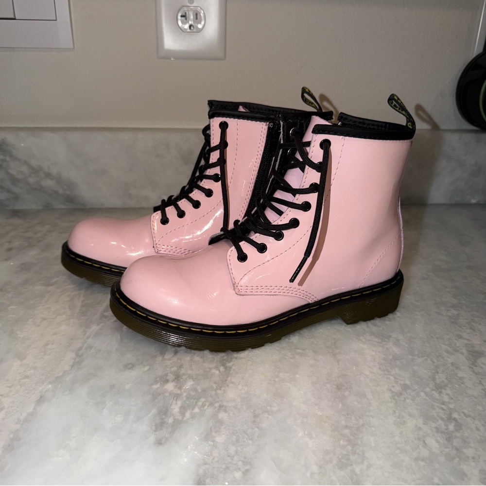 Dr Martens 1460 Delaney‎ Boots Womens 5 Pink Leather Lace Up Combat